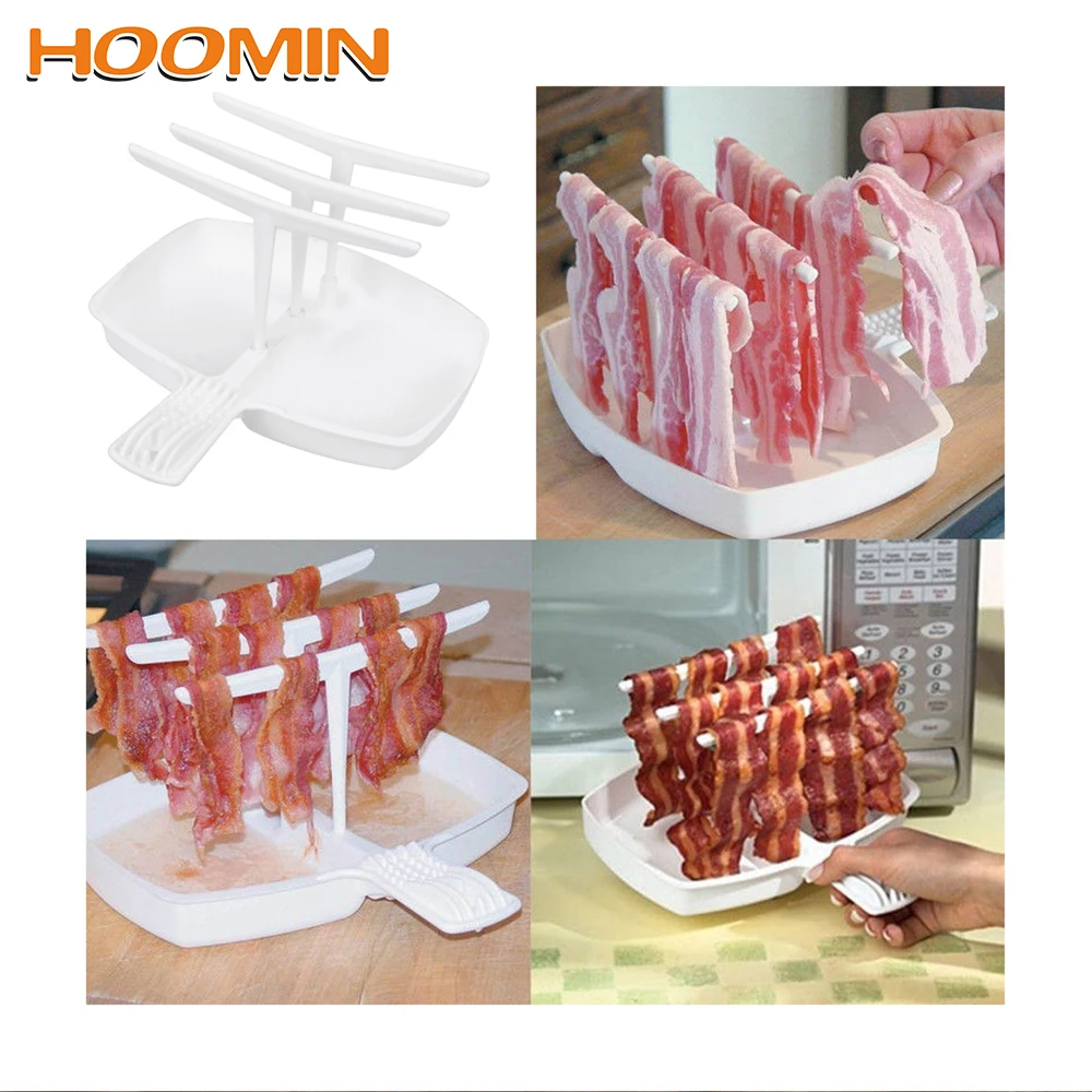 

HOOMIN Plastic Breakfast Meal Gadgets Barbecue Shelf Microwave Bacon Removable Bacon Tray Rack Healthier BBQ Cooking Tool