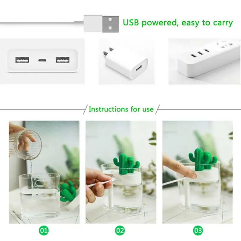 USB увлажнитель воздуха кактус синхронизации ароматерапия диффузор 160 мл тумана