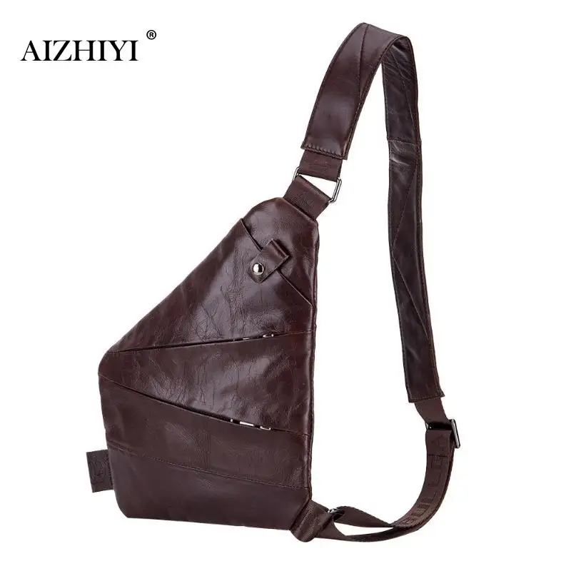 

BULLCAPTAIN Men Leather Chest Bags Male High Quality Shoulder Bag Famous Design Crossbody Messenger Belt Packs for Travel 2019