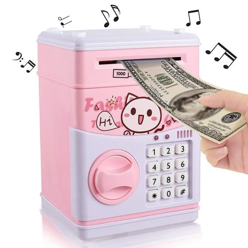 

Money Saving Box Password Box Minions Safe Piggy Bank Smart Money Piggy Box Cartoon Cat Large Piggy Bank ATM Bank