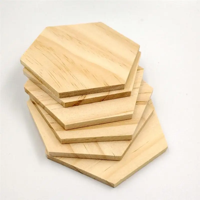 50, Hexagon Plain White Coasters