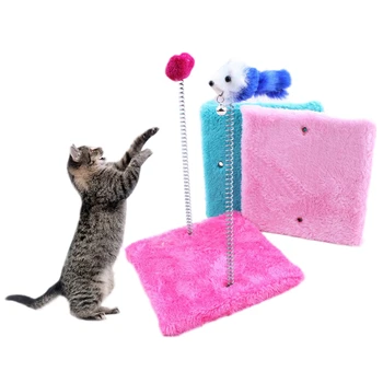 

Dual-Spring Plush Square Cat Scratch Board Cat Climbing Frame Funny Tree Jumping Platform Pet Interactive Toy Random Color