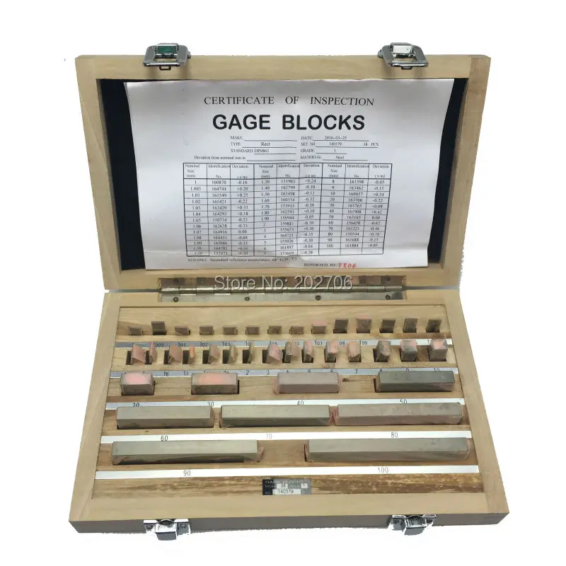 Gauges 38Pcs/Set 1 grade 0 grade Block Gauge Caliper Inspection Block Gauge Measuring Tools