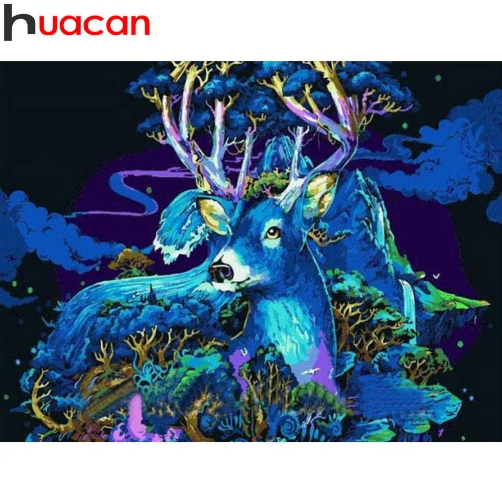 

HUACAN 5D DIY Full Square Diamond Painting Deer Rhinestone Mosaic Diamond Embroidery Animal Cross Stitch Resin Drill Home Decor