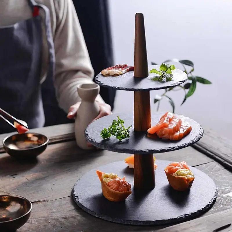 

3 Tier Sushi Dessert Display Stand Serving Platter Anti-slip Cake Stand Tray Dessert Tray Tea Fruit Tray Part of Kitchen Helper