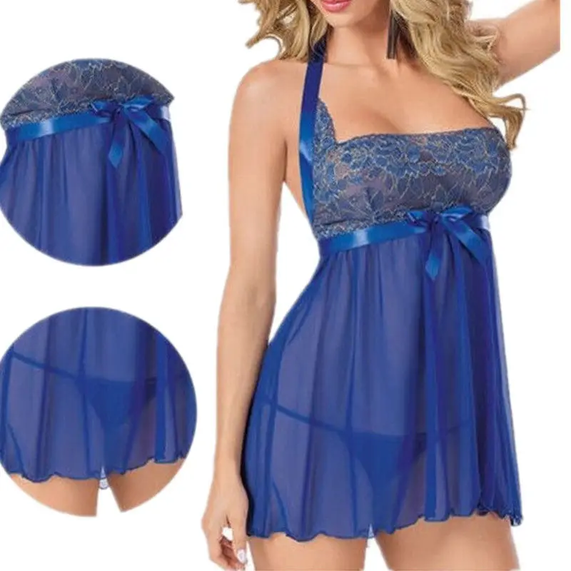 

Thefound Fashion Sexy Plus Size Underwear Lace Sleepwear Lingerie Set Women Babydoll Dress