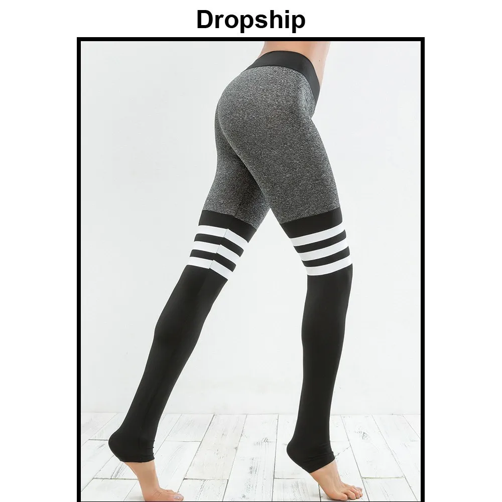 Dropship Leggings Women Fitness Legins Workout Low Waist Jeggings Autumn Black Elastic Slim Sport Patchwork Womens 2018