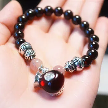

2018 Erkek Bileklik Bileklik Pulseira Masculina The Original Pure Natural Garnet Thai Purse String Bracelet Hand Gourd Beauty