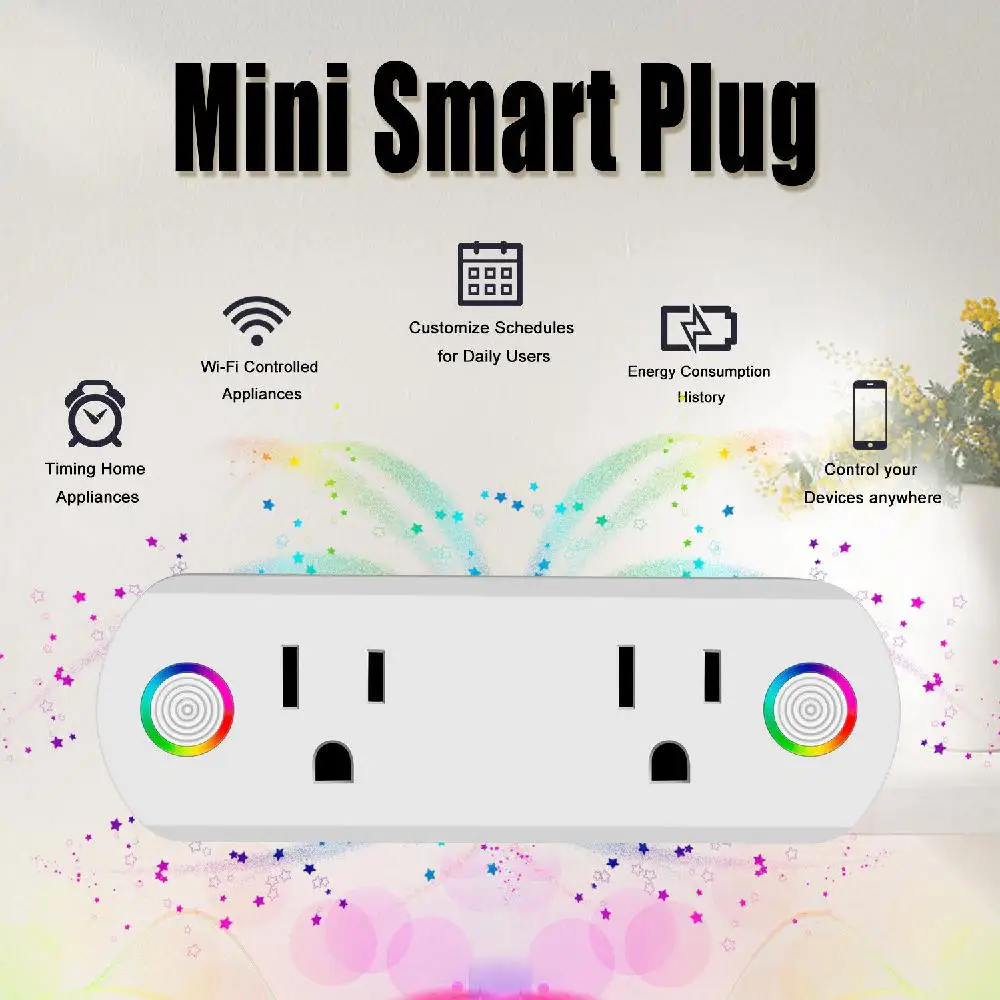 

EastVita Dual Outlet WiFi Smart Plug Socket Remote Power Switch for Alexa /Google Home US Plug