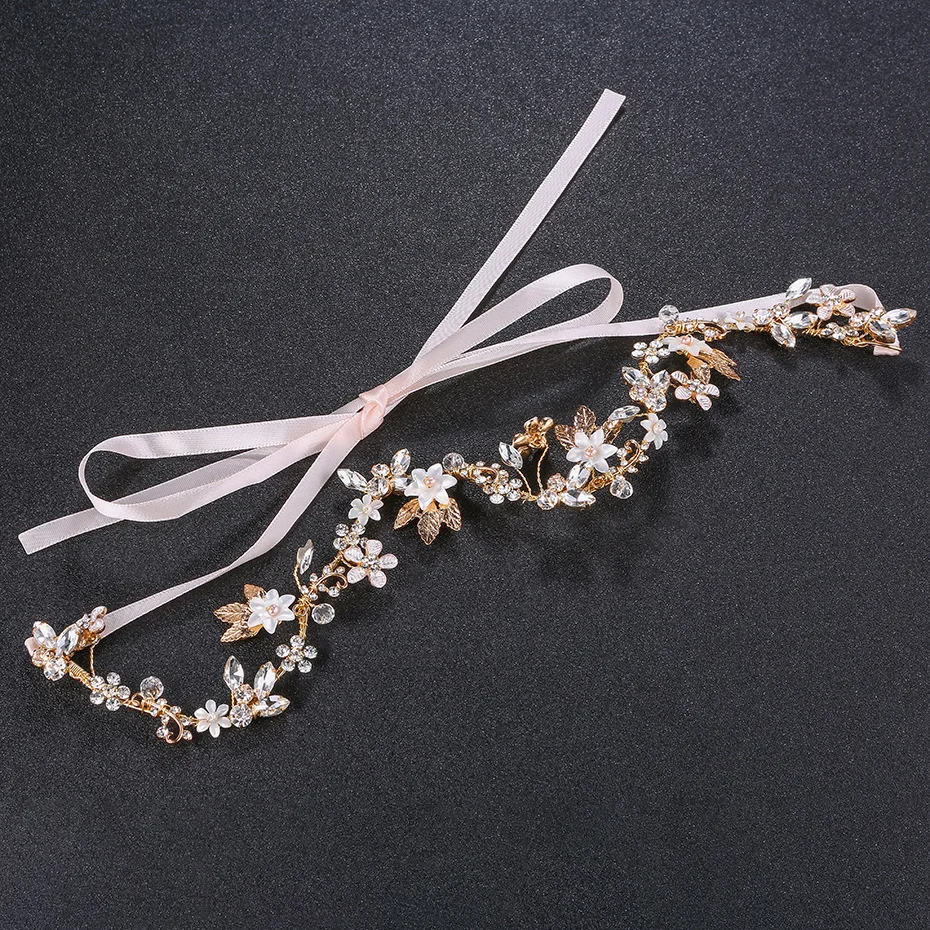 

alloy water Creative flower bride wavy hairband drill headdress wedding hair accessories wholesale