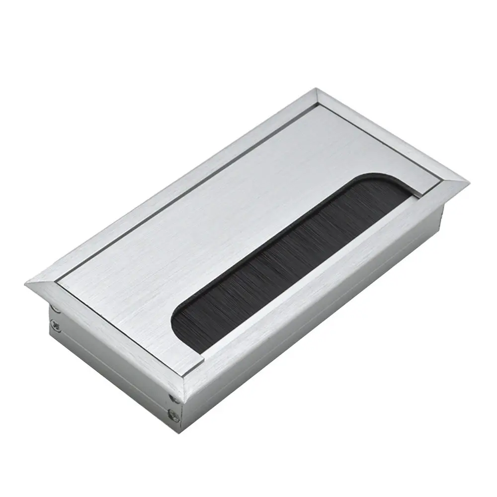 

White Creative Square Aluminium Desk Computer Wire Cable Tidy Outlet Insert Hole Top Cover For Home Office Storage