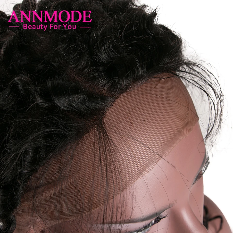 Annmode 360 Brazilian Loose Deep Wave Frontal Pre Plucked Human Hair Closure Natural Hairline 22.5*4*2 Inch Non Remy