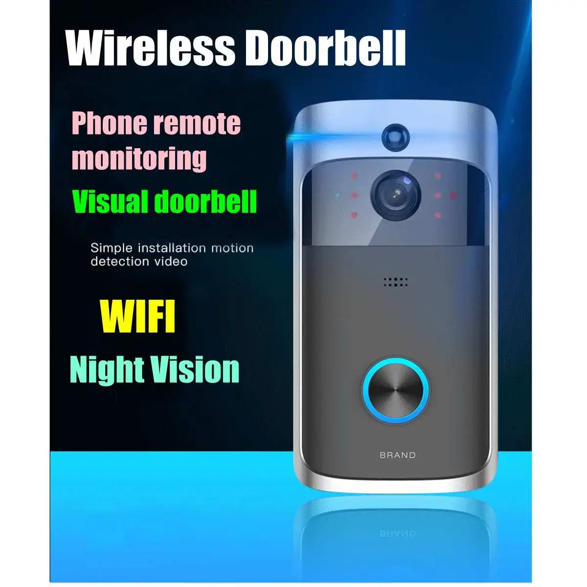 720 P Wi Fi визуальный дверные звонки беспроводной звонок с телефонной связью ПИР обнаружения движения Ночной вид SD карты видео смарт