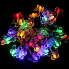 10 м 38 Светодиодный s бабочка светодиодный гирлянды Рождественские огни гирлянды праздничные Свадебные вечеринки декоративное освещение для занавесок 110 В/220 В CF676