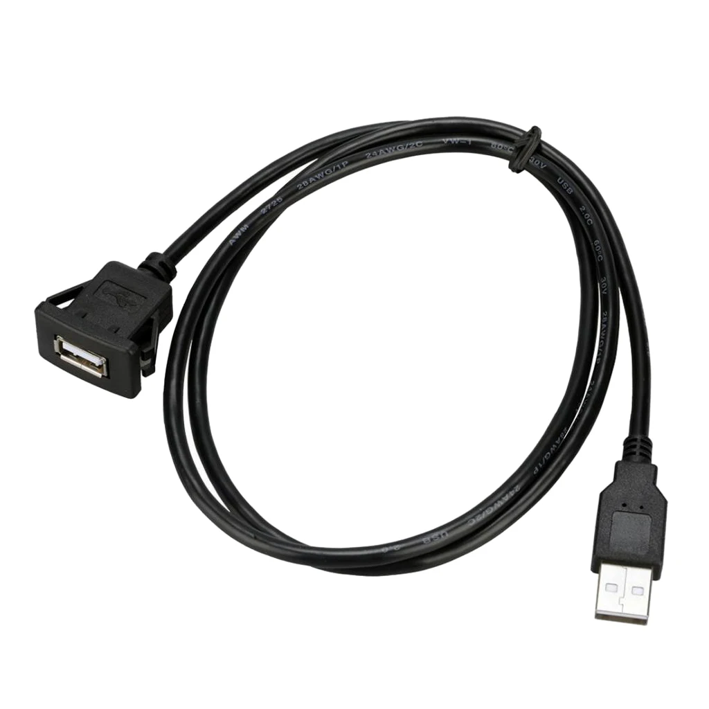 MagiDeal USB2.0 USB кабели штекер к женскому автомобильному монтажному удлинительному кабелю