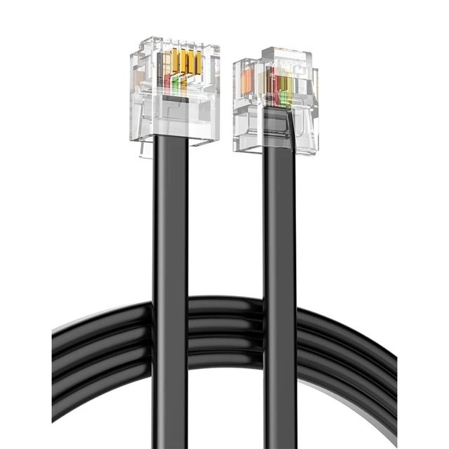 Cable de teléfono 6P4C, M-M, negro, 2.0 metros - AISENS®