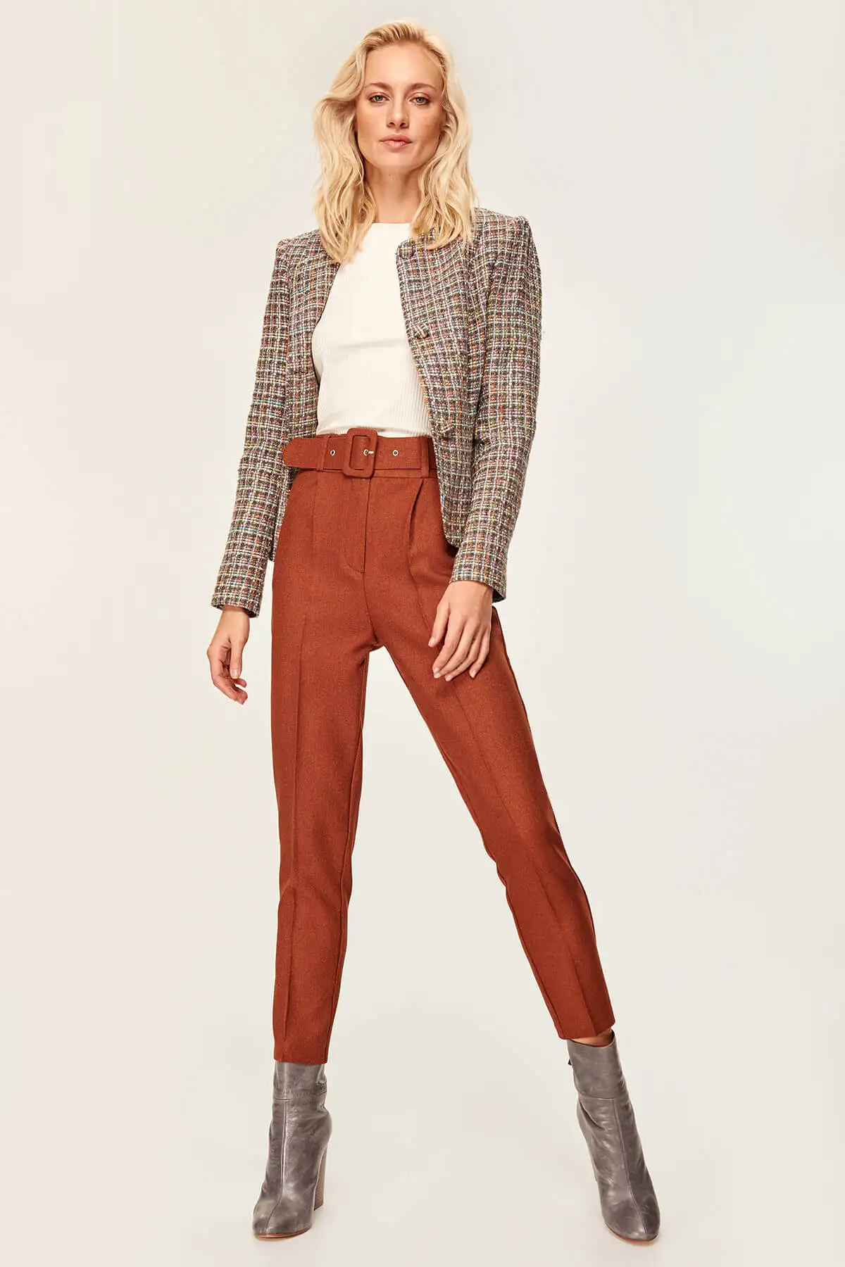 Trendyol Detailed Pants Belt Tile TOFAW19ST0188in Pants & Capris from