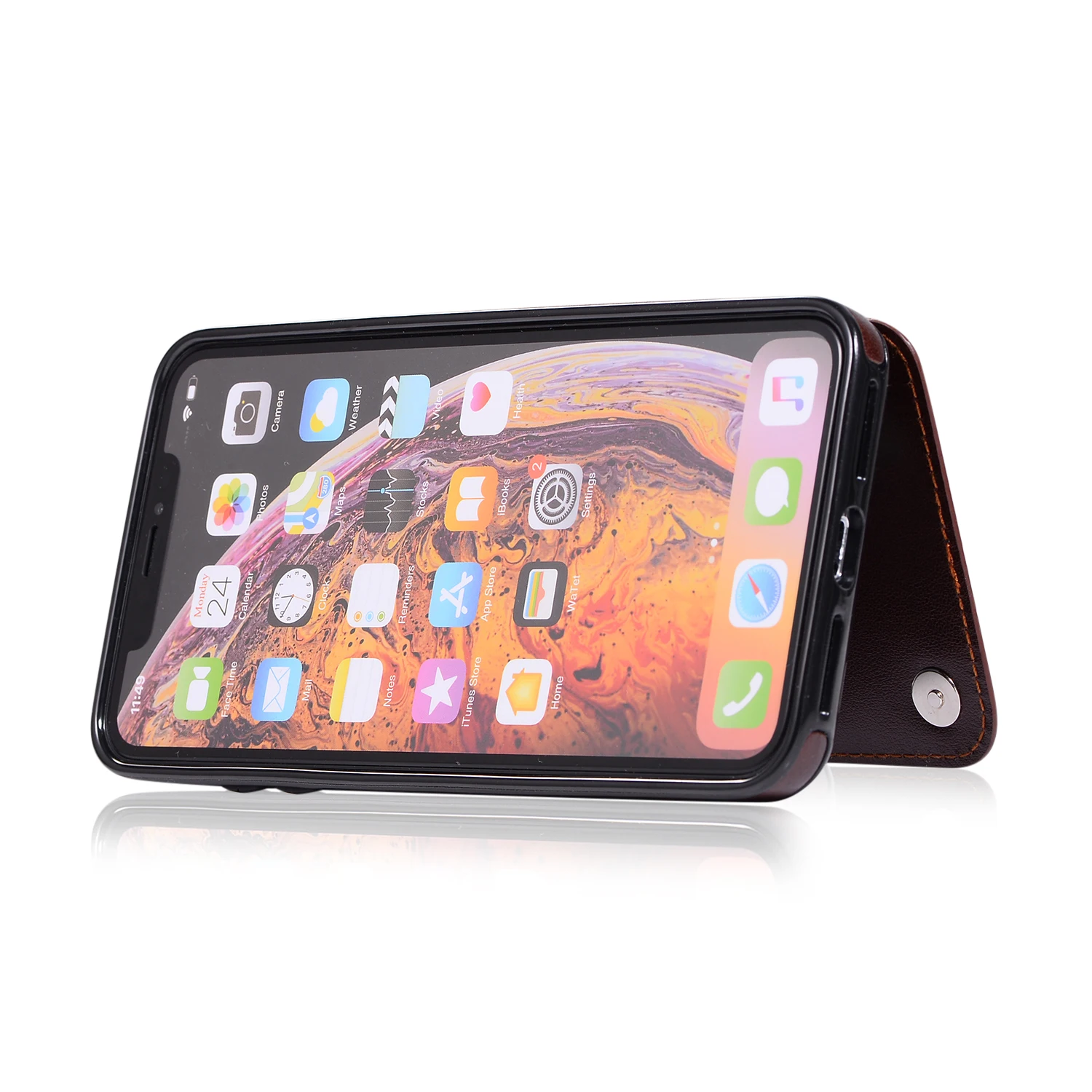 Роскошный кожаный чехол KISSCASE для iPhone 6 6s 7 Plus с откидной крышкой и отделением карт