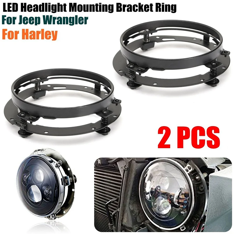 2pcs/set 7inch Round Led Headlight Mounting Ring Bracket For Jeep