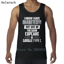 Свободные жилеты для мужчин с диабетом Just Give Me The Darn Cupcake, дизайн, милые майки для мужчин, хлопок, простые тренировки, натуральный