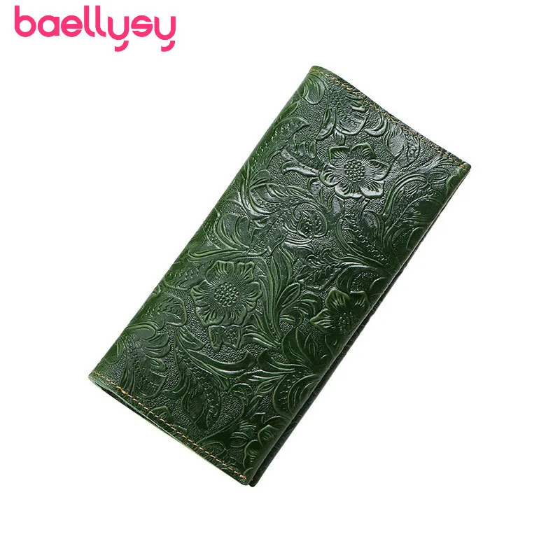 

Retro Style Women Wallet Embossing Clutch Bags Genuine Leather Wallet Multiple Card Holders Long Female Coin Purse Money Pocket