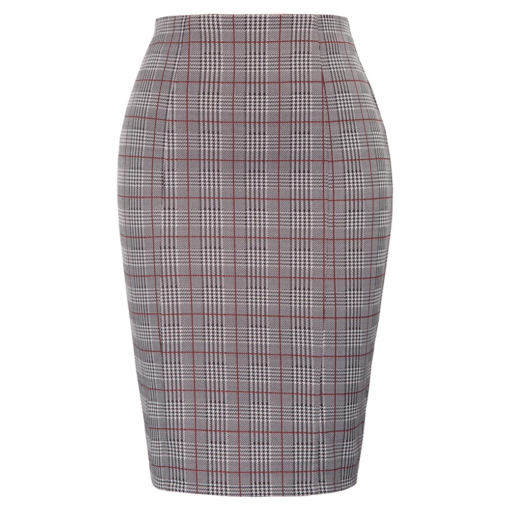 

Womens Plaid High Waist Work Casual Party Cocktail Pencil Short Skirt Plus Size