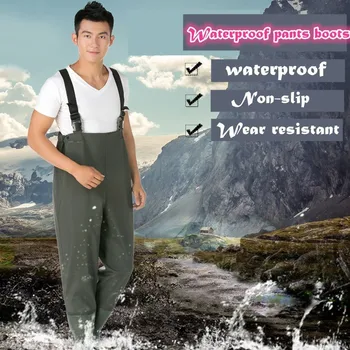 PVC Fishing Waders Waterproof Rompers Half-body One-piece Pants Boots Wellies Defence Electric Anti-power Wader Jagd Equipment
