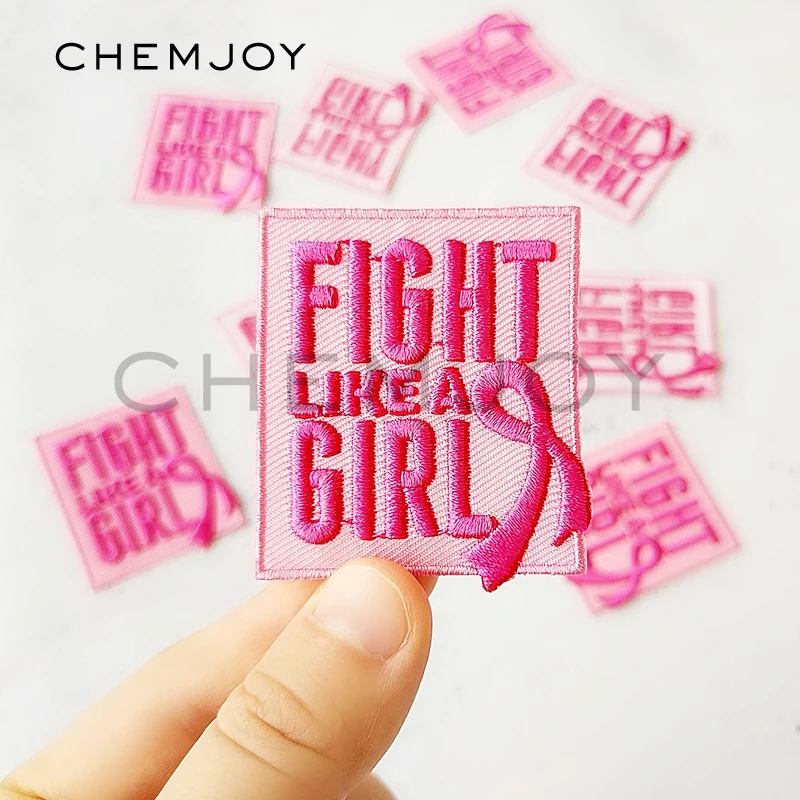 Fight Like A Girl Ironing on Letters Patch Girl Power Embroidered Clothes Stickers Badges Clothing Shoes Bags DIY Appliques