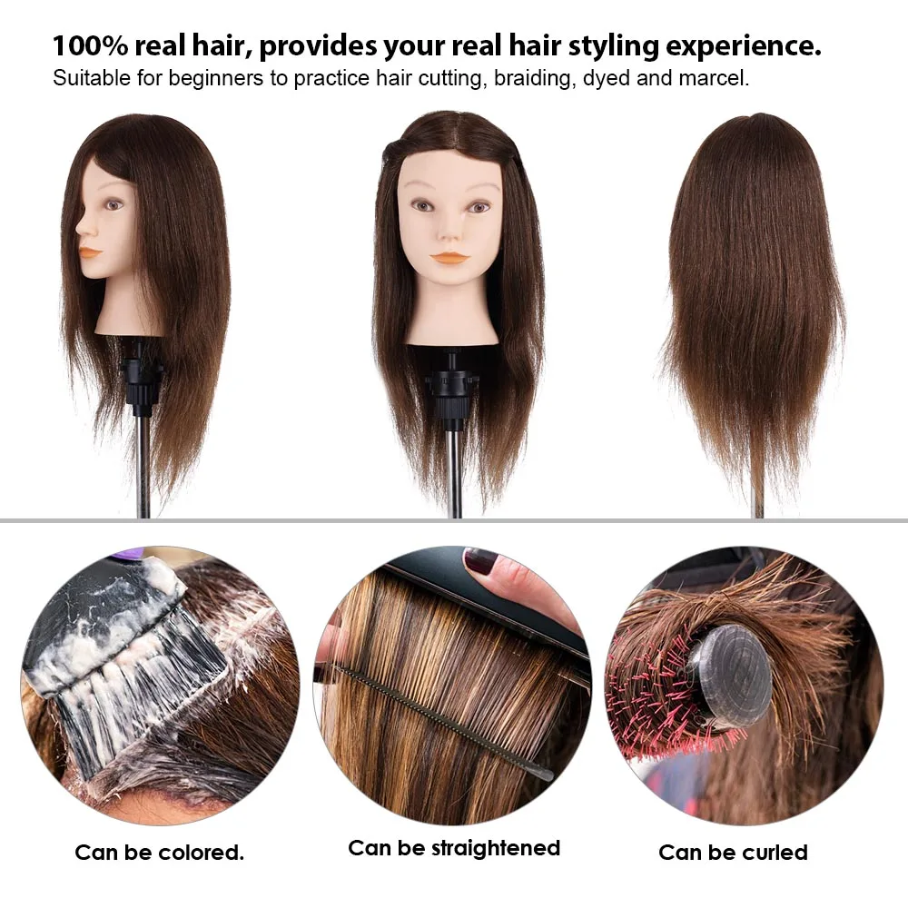 

20" Mannequin Head Hairdressing Training Head Hair Braiding Practice Dummy Head High Temperature Fiber Head Model Hair Styling