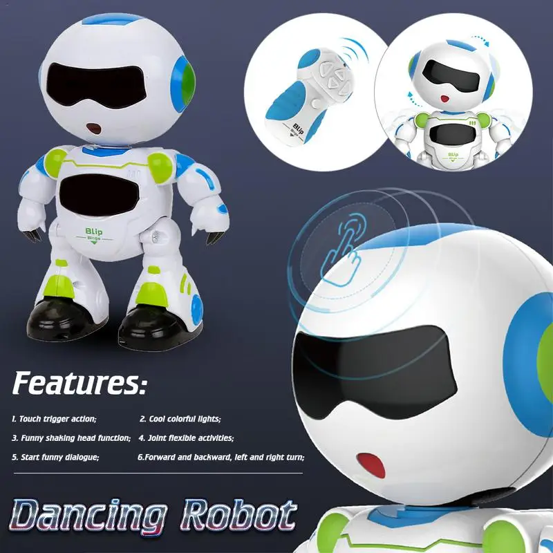 

Remote Control Robot Smart Dancing Light Music Walking Head Shaking Cute Confused RC Robot Toys For Children Gift
