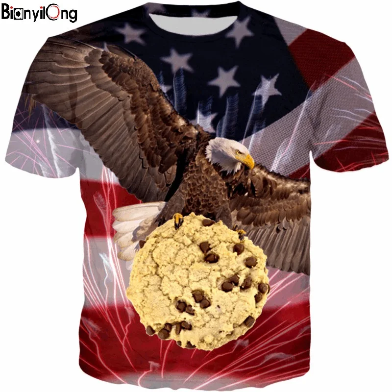 

2019 summer new T-shirt men's 3D short-sleeved T-shirt eagle print novelty shirt short-sleeved personalized T-shirt