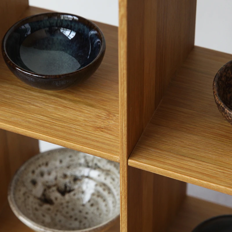 Bamboo Holder Storage Of Things Sundries Cup Rack Three Layer Wooden Shelves Floor DIY Assembly Shelf Decorative Neatening