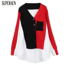 SuperAen Весенний женский свитер Дикая мода повседневные женские вязаные топы с длинным рукавом нестандартная женская одежда