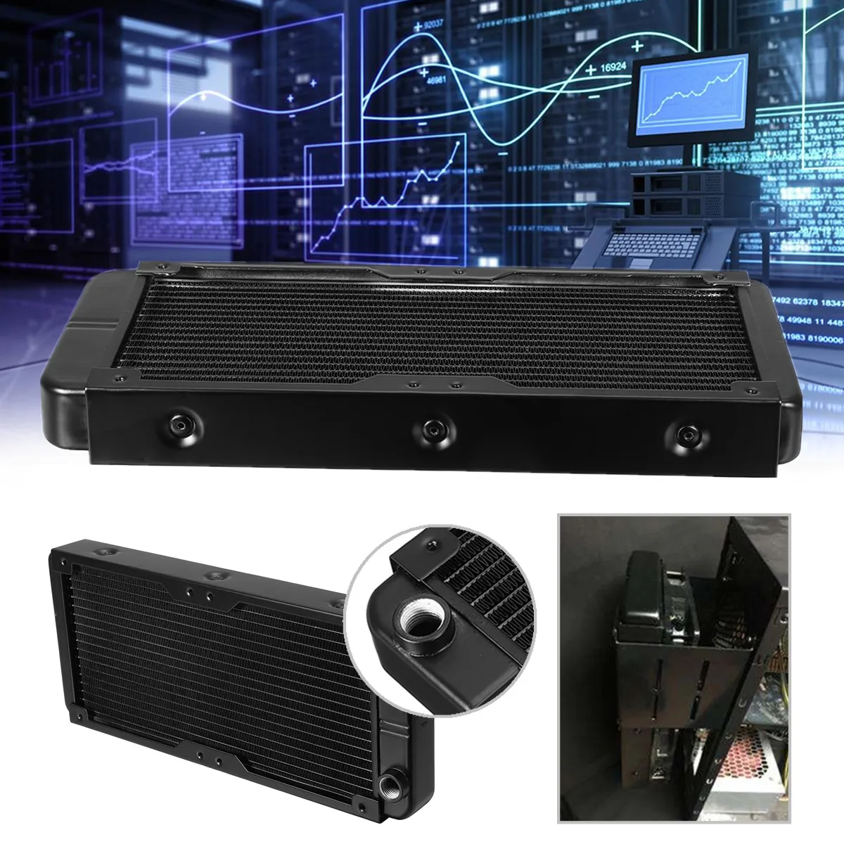 

G1/4 18Tubes Computer Radiator Water Cooling 240mm Aluminum For PC CPU Heat sink New Exchanger CPU Heat Sink For Laptop Desktop