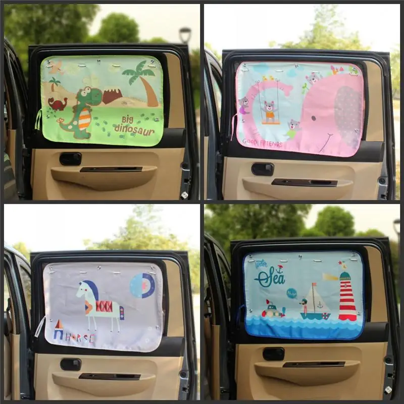 

70*50cm Car Cartoon Curtain Cover Sun Blocking Curtain Auto Side Blocking Tensile Sunshade Curtain For Children