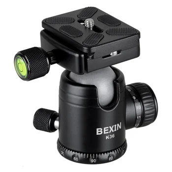 

Bexin K36 Universal 360 Horizontal Rotation Panoramic Tripod Ball Head Heavy Duty Loading 20Kg With Quick Releae Plate For Can