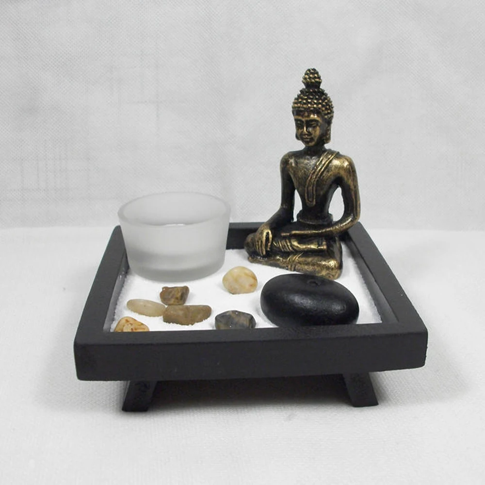 

Resin Buddha Figure Ornament Joss-stick Incenses Candle Holder Set Home Decor