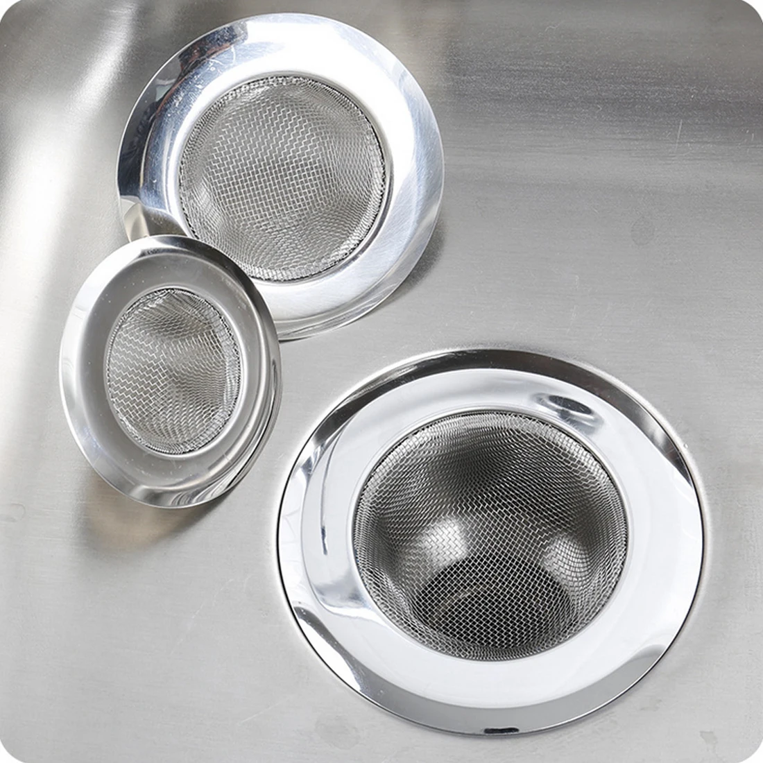 2 Pc Stainless Steel Mesh Sink Strainer Drain Stopper Trap Kitchen Bathroom New