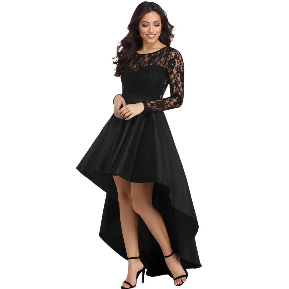 

New style Women Lace Long-Sleeve Ms Sexy Dress O-Neck Panel Waist tighten close Dress fashionable fishtail dress with big hem