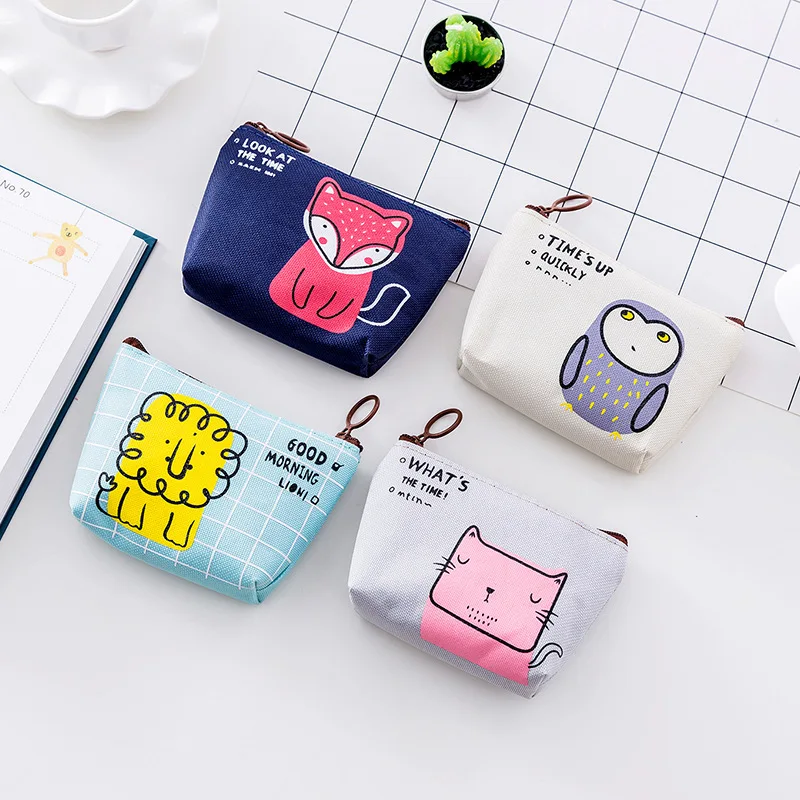

Mini Children's Pocket Wallets Coin bags Lovely Cartoon Animal coin purse kids Small Change Pouch Zipper Wallet Key Card Holder