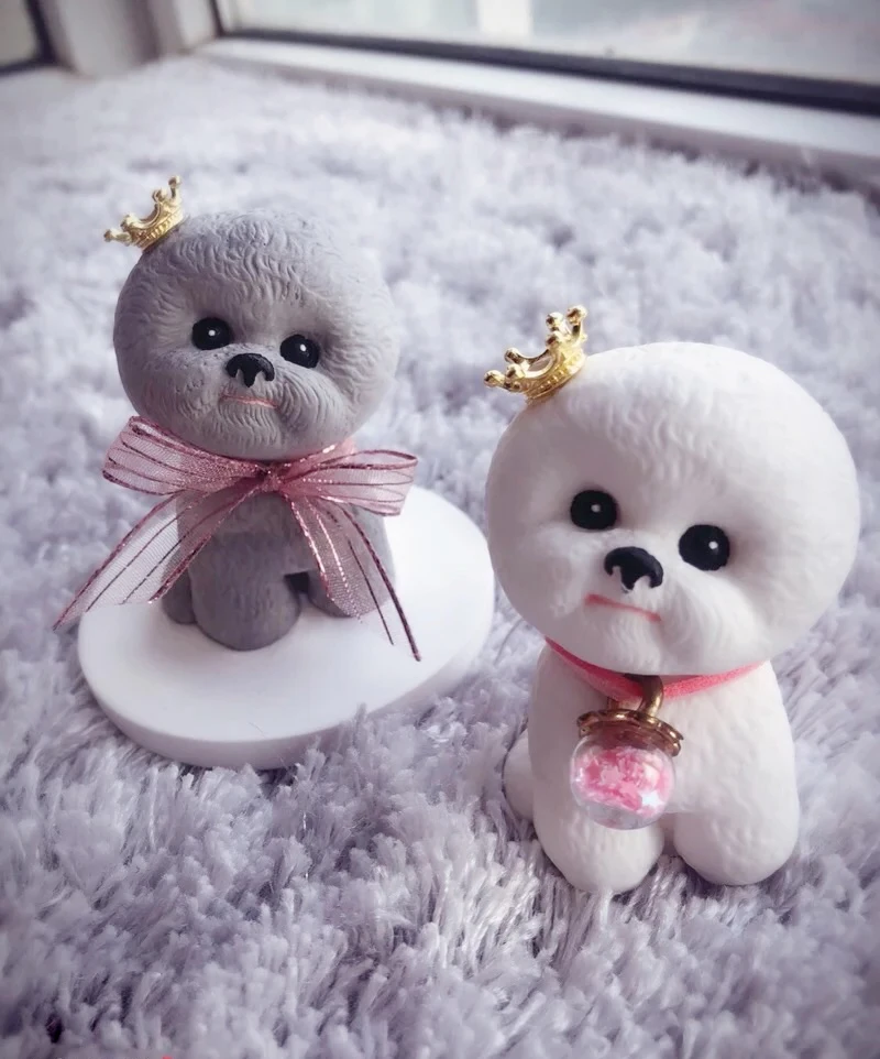 3D супер милый Bichon Frise собака силиконовая форма Lucky dog DIY глиняные инструменты Мыло автомобиль ароматерапия гипсовая декоративная Смола форма