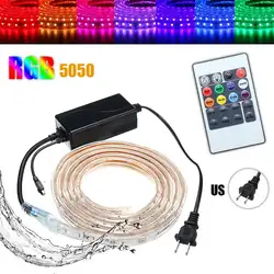 1/2/3/5 M RGB Светодиодные ленты свет IP67 Водонепроницаемый SMD5050 60 Светодиодный s/m светодиодный RGB световые полосы с контроллером AC220V