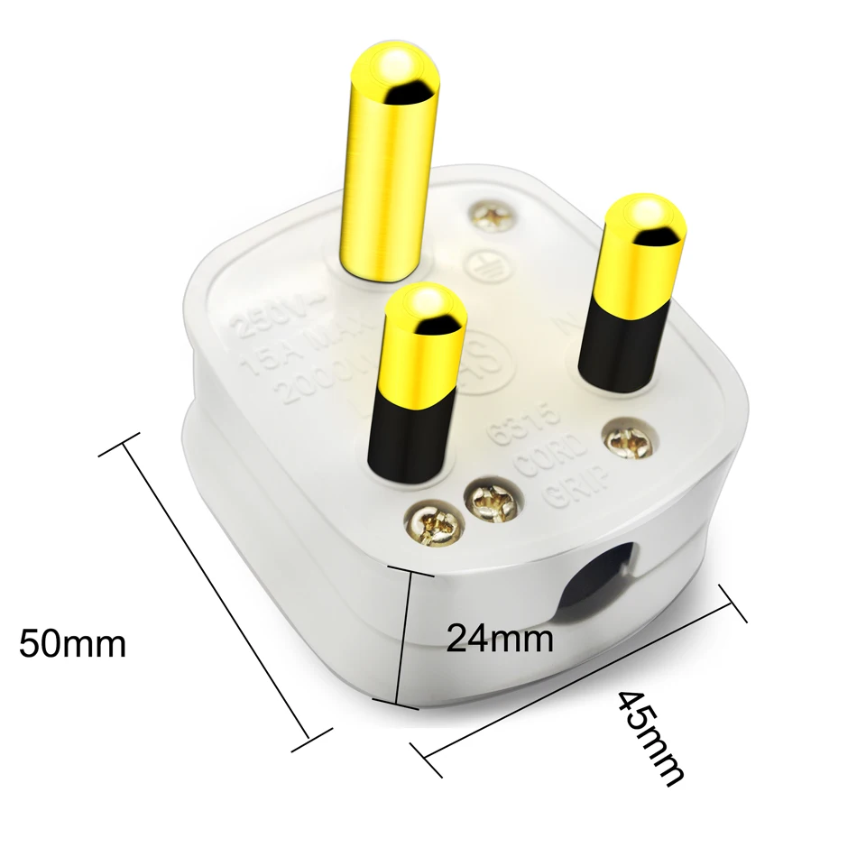 10A 250 в Индии Южная Африка преобразования штекер большого размера 3-Pin AC электрические Мощность штекер индикатор переключателя провода