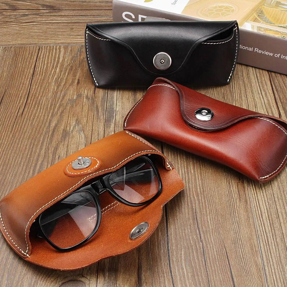 

Vintage Handmade Cow Leather Glasses Case Causal Jeans Belt Eye Glasses Box Bag for Eyeglass Sunglasses Protector Case