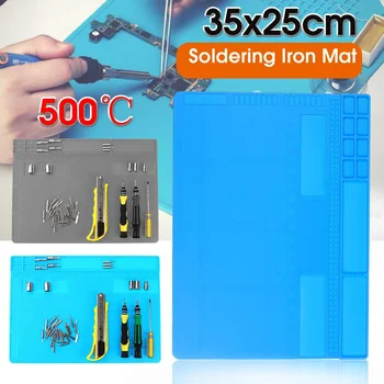 

Heat-resistant Soldering Station Soldering Pad Silicone Insulation Pad Heat Gu n Welding Platform Table Mat Maintenance Tool