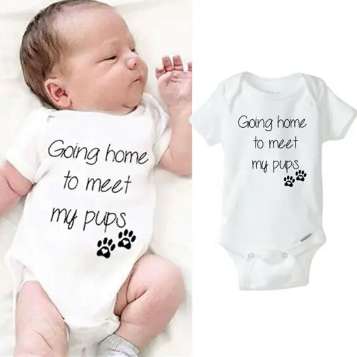

0-18M Baby Rompers White Short Sleeve Baby Girls Rompers Letter Print Baby Boys Rompers Clothes Newborn Jumpsuits Baby Clothes