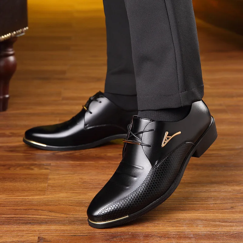 Мужские модельные туфли; мужская деловая повседневная обувь с острым носком на шнуровке; цвет коричневый, черный; кожаные оксфорды на плоской подошве; большие размеры 37-48