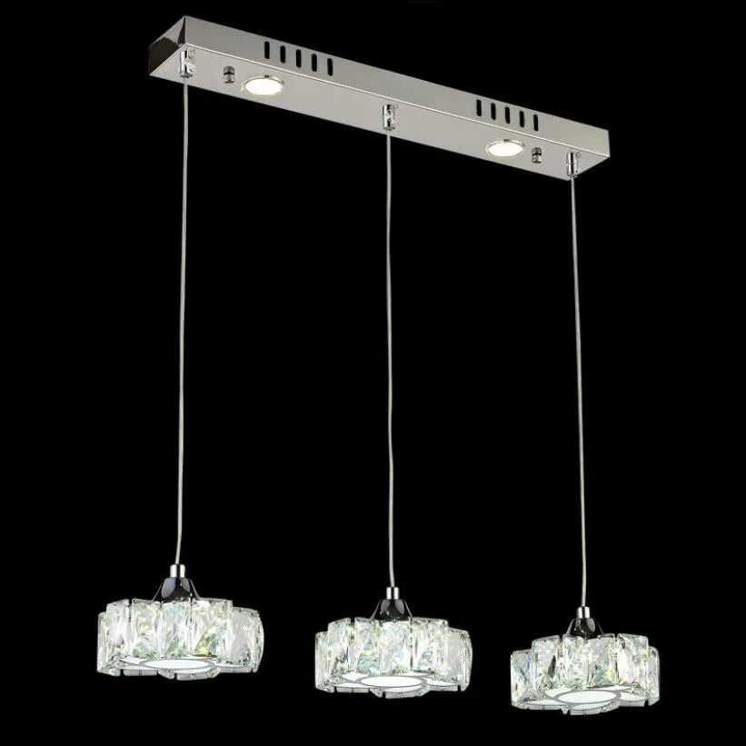 

New 1/3 Pcs Crystal Pendant Lights Restaurant Led Lamps Stainless Steel Pendant Lamp High-power Led Lustre Light Pendant Lamps