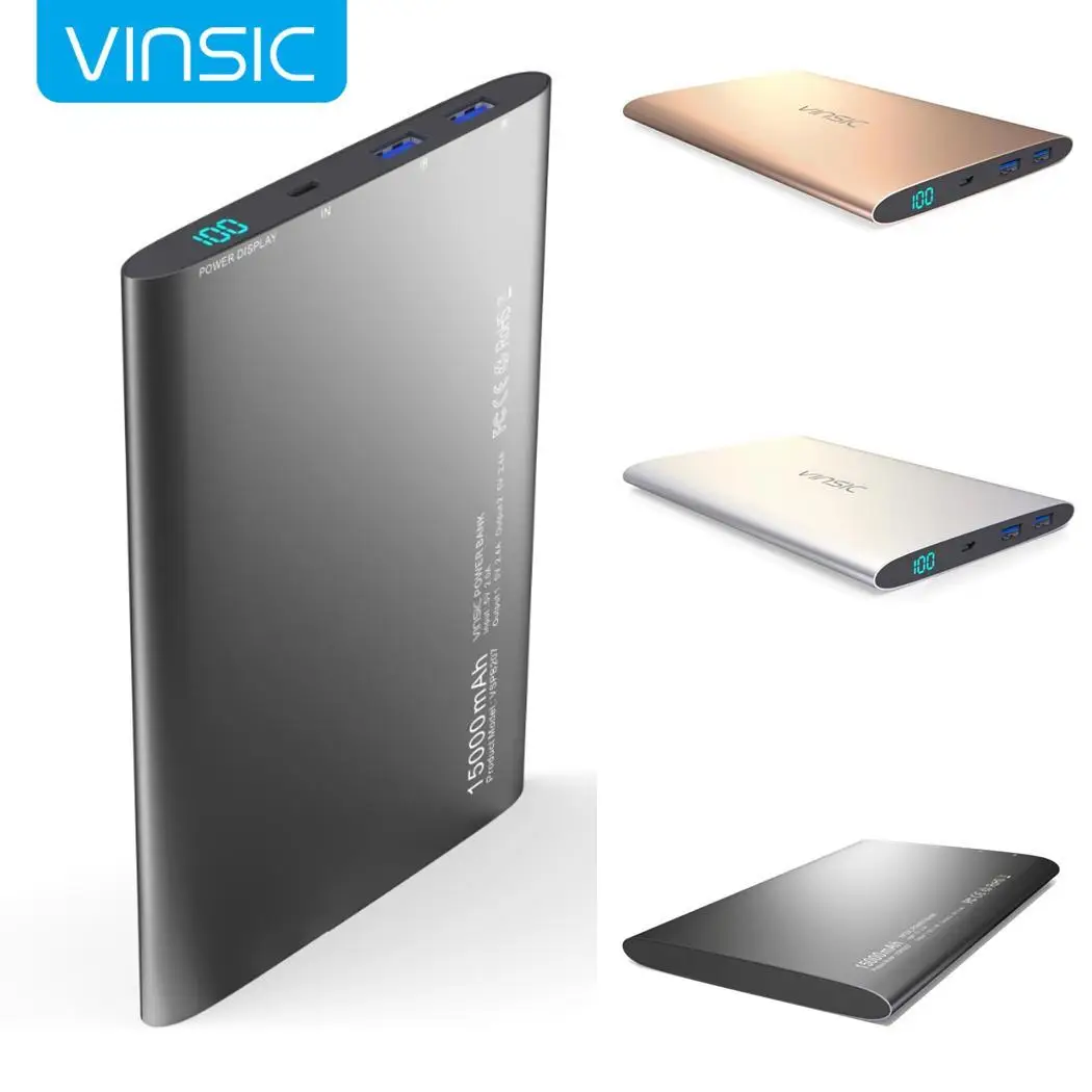 Vinsic Alien P7 ультра тонкий 15000 мАч Внешний аккумулятор портативное Внешнее зарядное