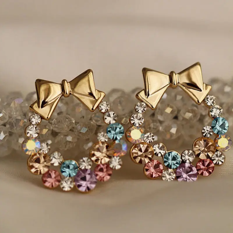 

1pair Fashion Women Lady Elegant Crystal Rhinestone Earrings Jewelry delicate Colourful Popular grace Ornaments gift